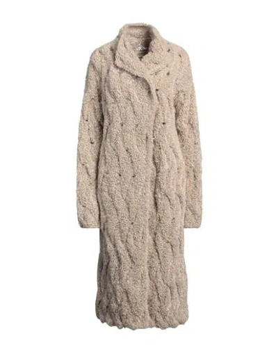 Gentryportofino Woman Coat Sand Size 6 Mohair Wool, Virgin Wool, Silk In Beige