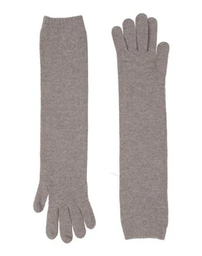 Gentryportofino Woman Gloves Khaki Size M Virgin Wool, Cashmere In Beige