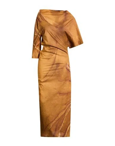 Gentryportofino Woman Maxi Dress Camel Size 6 Cotton, Elastane In Gold