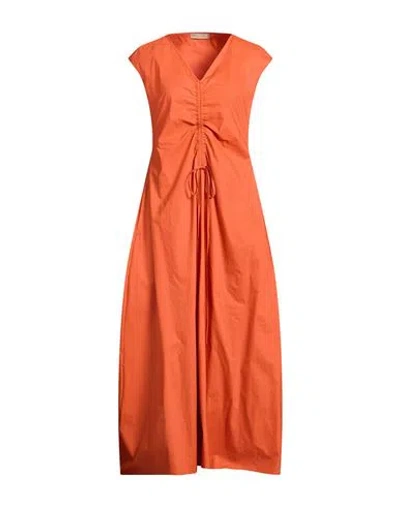Gentryportofino Woman Maxi Dress Coral Size 10 Cotton In Orange