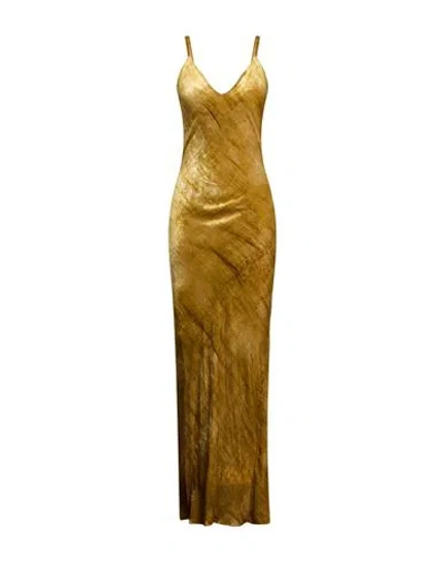 Gentryportofino Woman Maxi Dress Lime Green Size 6 Viscose, Silk In Gold