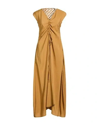 Gentryportofino Woman Maxi Dress Mustard Size 8 Modal, Polyester In Brown