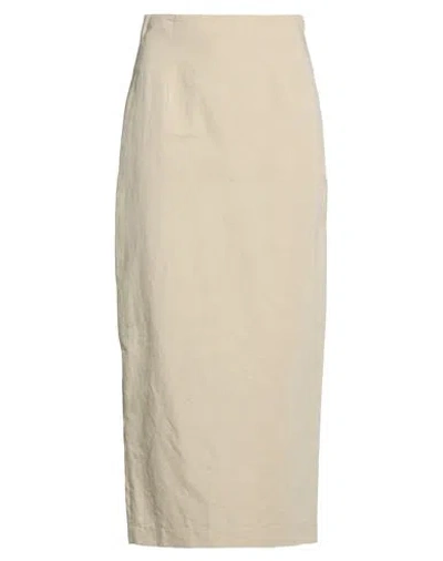 Gentryportofino Woman Maxi Skirt Beige Size 8 Cotton, Linen In Brown