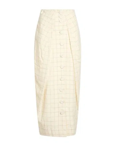 Gentryportofino Woman Maxi Skirt Cream Size 8 Wool In Metallic