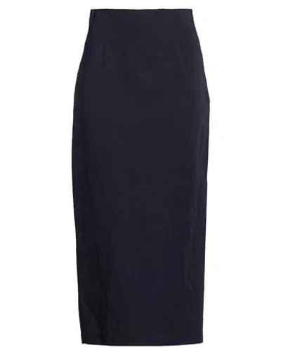 Gentryportofino Woman Maxi Skirt Midnight Blue Size 10 Cotton, Linen
