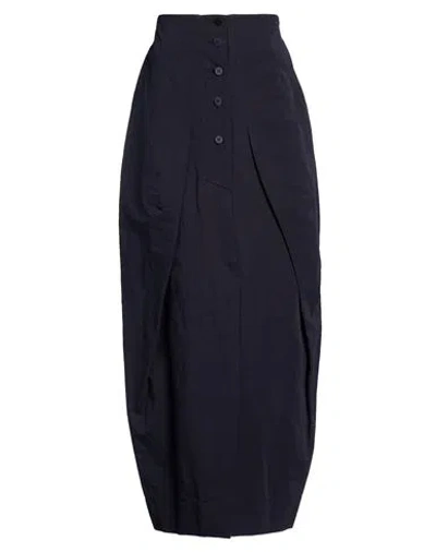 Gentryportofino Woman Maxi Skirt Midnight Blue Size 8 Cotton, Linen