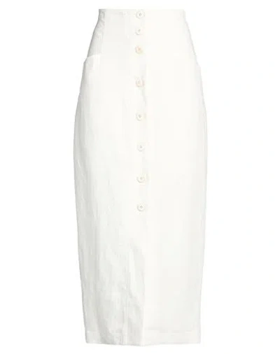 Gentryportofino Woman Maxi Skirt White Size 12 Linen In Multi