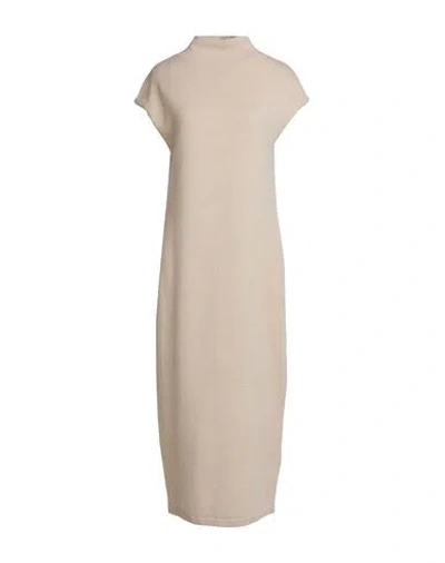 Gentryportofino Woman Midi Dress Beige Size 10 Virgin Wool, Cashmere In Brown