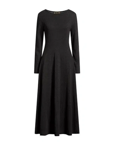 Gentryportofino Woman Midi Dress Charcoal Size 10 Cashmere In Black