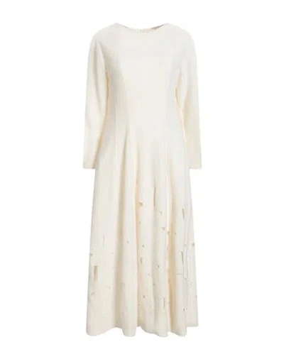 Gentryportofino Woman Midi Dress Cream Size 10 Virgin Wool In Neutral