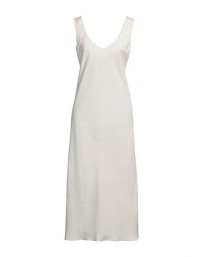 Gentryportofino Woman Midi Dress Cream Size 8 Modal, Polyester In Gray