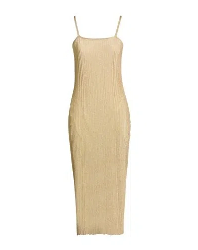 Gentryportofino Woman Midi Dress Gold Size 8 Viscose, Metallic Fiber In Neutral