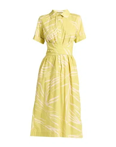 Gentryportofino Woman Midi Dress Lime Green Size 14 Cotton