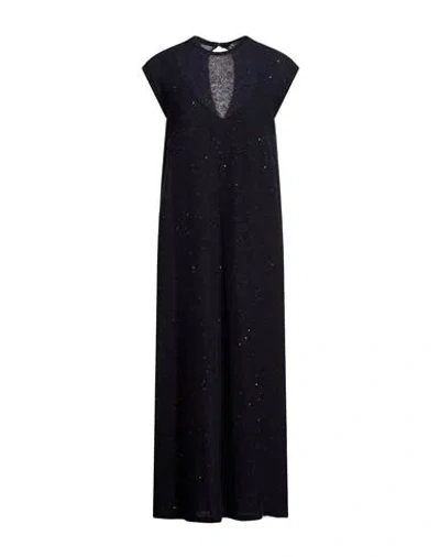 Gentryportofino Woman Midi Dress Navy Size 10 Alpaca Wool, Mohair Wool, Viscose, Polyamide, Polyeste In Blue