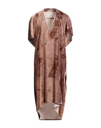 Gentryportofino Woman Midi Dress Taupe Size 6 Viscose, Silk In Gray