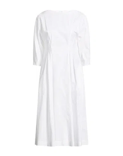Gentryportofino Woman Midi Dress White Size 10 Cotton In Gray