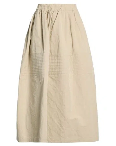 Gentryportofino Woman Midi Skirt Beige Size 10 Cotton, Linen In Brown