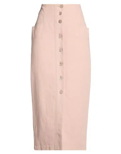 Gentryportofino Woman Midi Skirt Blush Size 10 Cotton, Linen In Multi
