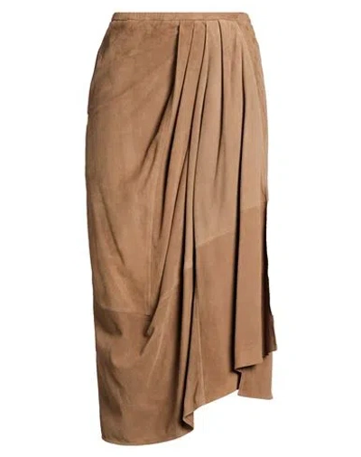Gentryportofino Woman Midi Skirt Brown Size 8 Ovine Leather