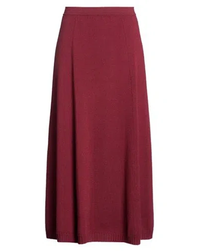 Gentryportofino Woman Midi Skirt Burgundy Size 6 Cashmere In Red