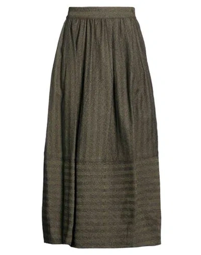 Gentryportofino Woman Midi Skirt Military Green Size 8 Virgin Wool