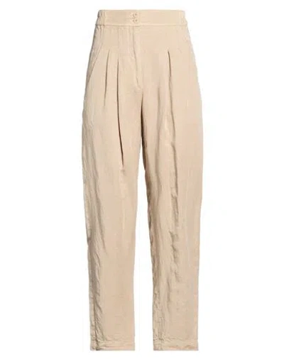 Gentryportofino Woman Pants Beige Size 10 Lyocell, Linen In Neutral