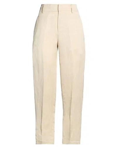 Gentryportofino Woman Pants Beige Size 14 Linen, Viscose In White