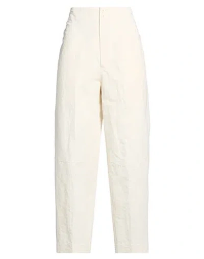 Gentryportofino Woman Pants Beige Size 6 Cotton, Linen In White