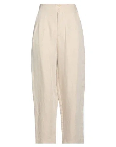 Gentryportofino Woman Pants Beige Size 6 Linen, Cotton In Neutral