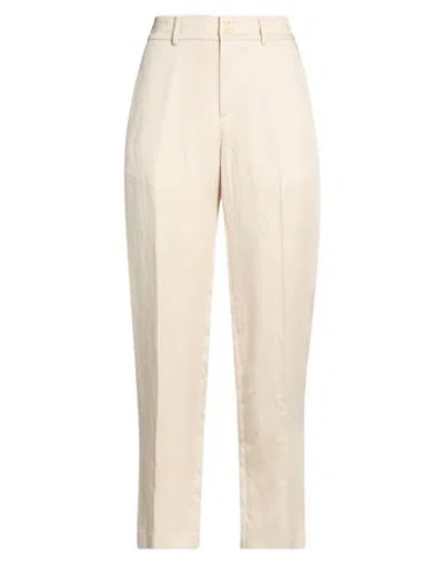 Gentryportofino Woman Pants Beige Size 6 Tencel, Linen In Neutral