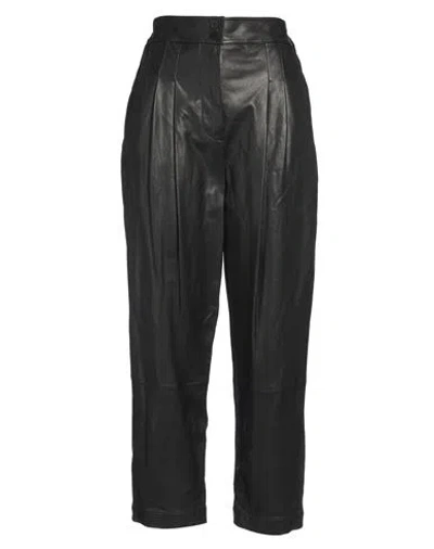 Gentryportofino Woman Pants Black Size 10 Ovine Leather