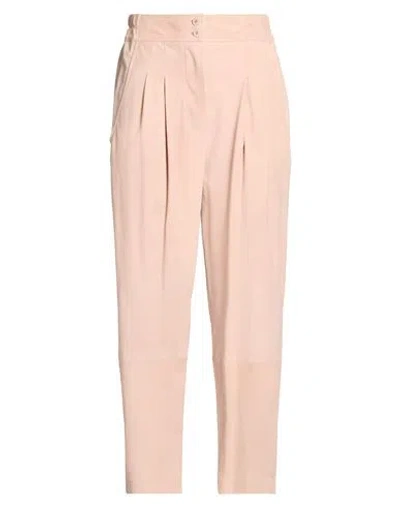 Gentryportofino Woman Pants Blush Size 10 Ovine Leather In Pink