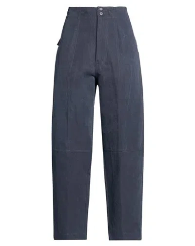 Gentryportofino Woman Pants Charcoal Size 6 Cotton, Linen In Blue