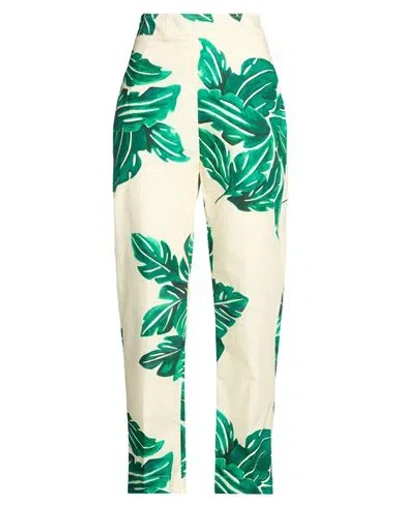 Gentryportofino Woman Pants Cream Size 8 Cotton In Multi