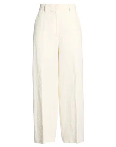 Gentryportofino Woman Pants Ivory Size 14 Cotton, Linen In Neutral