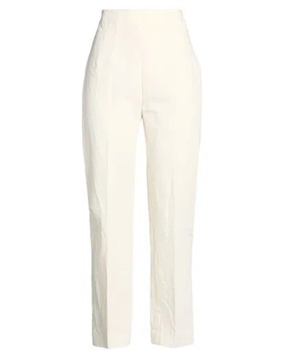Gentryportofino Woman Pants Ivory Size 14 Cotton, Linen In Multi