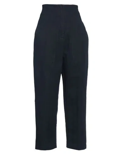 Gentryportofino Woman Pants Navy Size 6 Cotton, Linen In Navy Blue