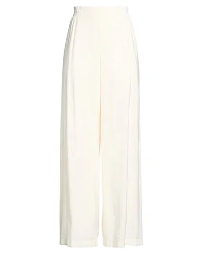 Gentryportofino Woman Pants Off White Size 12 Modal, Polyester In Neutral