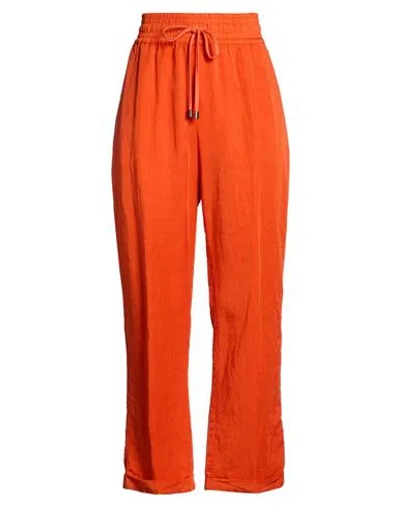 Gentryportofino Woman Pants Orange Size 8 Lyocell, Linen