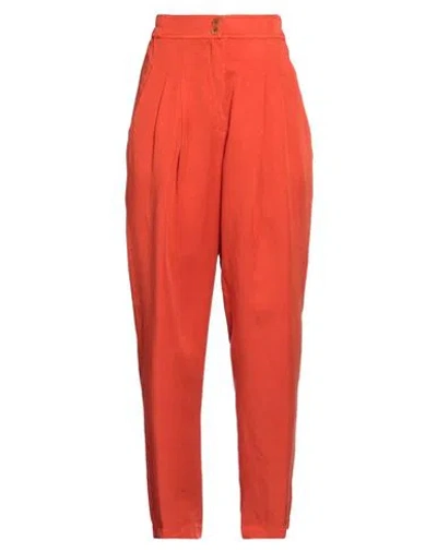 Gentryportofino Woman Pants Orange Size 8 Lyocell, Linen
