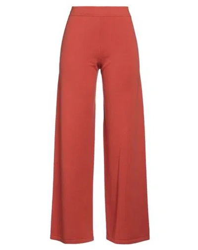 Gentryportofino Woman Pants Rust Size 8 Virgin Wool, Cashmere In Red