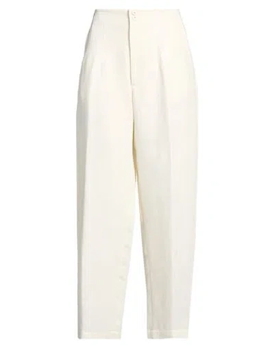 Gentryportofino Woman Pants White Size 10 Linen, Cotton
