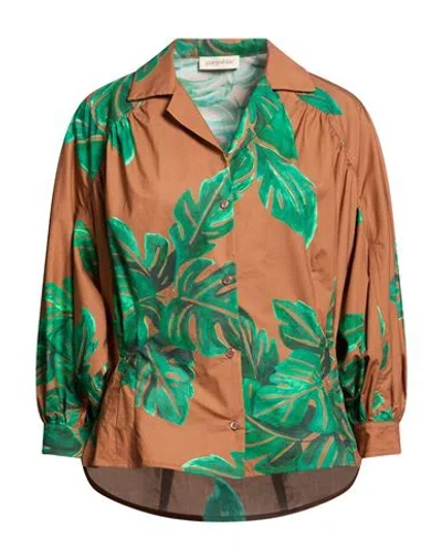 Gentryportofino Woman Shirt Brown Size 10 Cotton In Multi