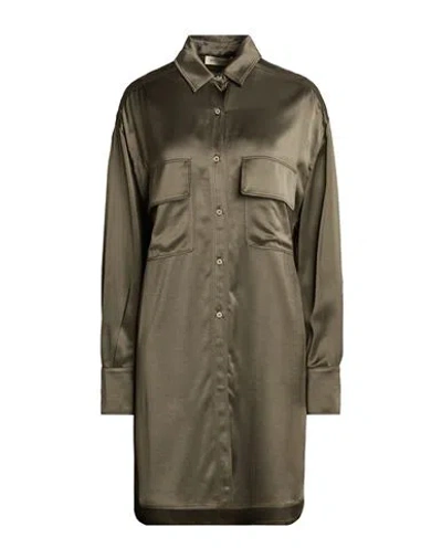 Gentryportofino Woman Shirt Military Green Size 6 Viscose, Wool