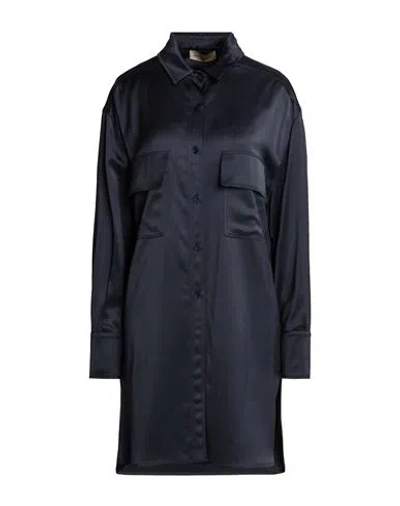 Gentryportofino Woman Shirt Navy Size 14 Viscose, Wool In Blue