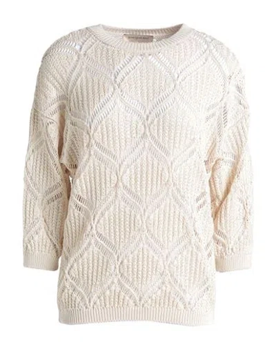 Gentryportofino Woman Sweater Beige Size 12 Cotton In Neutral