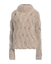 Gentryportofino Woman Sweater Beige Size 6 Mohair Wool, Virgin Wool, Silk In Beige