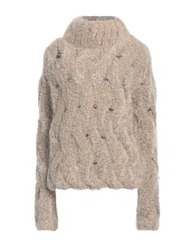 Gentryportofino Woman Sweater Beige Size 6 Mohair Wool, Virgin Wool, Silk