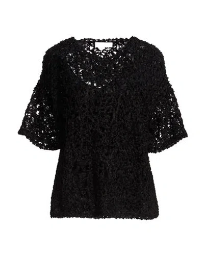 Gentryportofino Woman Sweater Black Size 10 Linen, Cotton, Polyamide