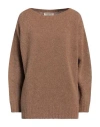 Shop Gentryportofino Woman Sweater Camel Size 4 Virgin Wool, Polyamide In Beige